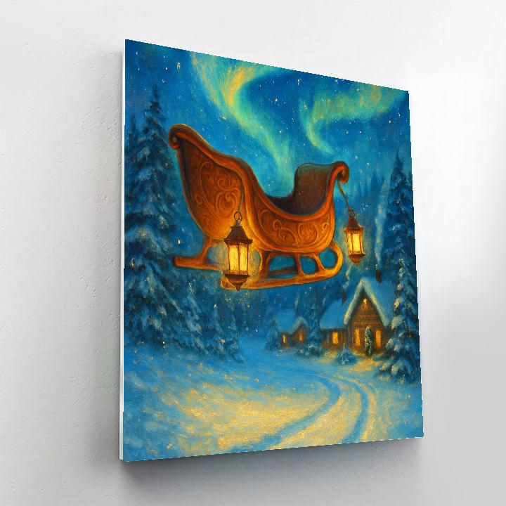 Aurora Lantern Sleigh Over Pine Valley paint by numbers