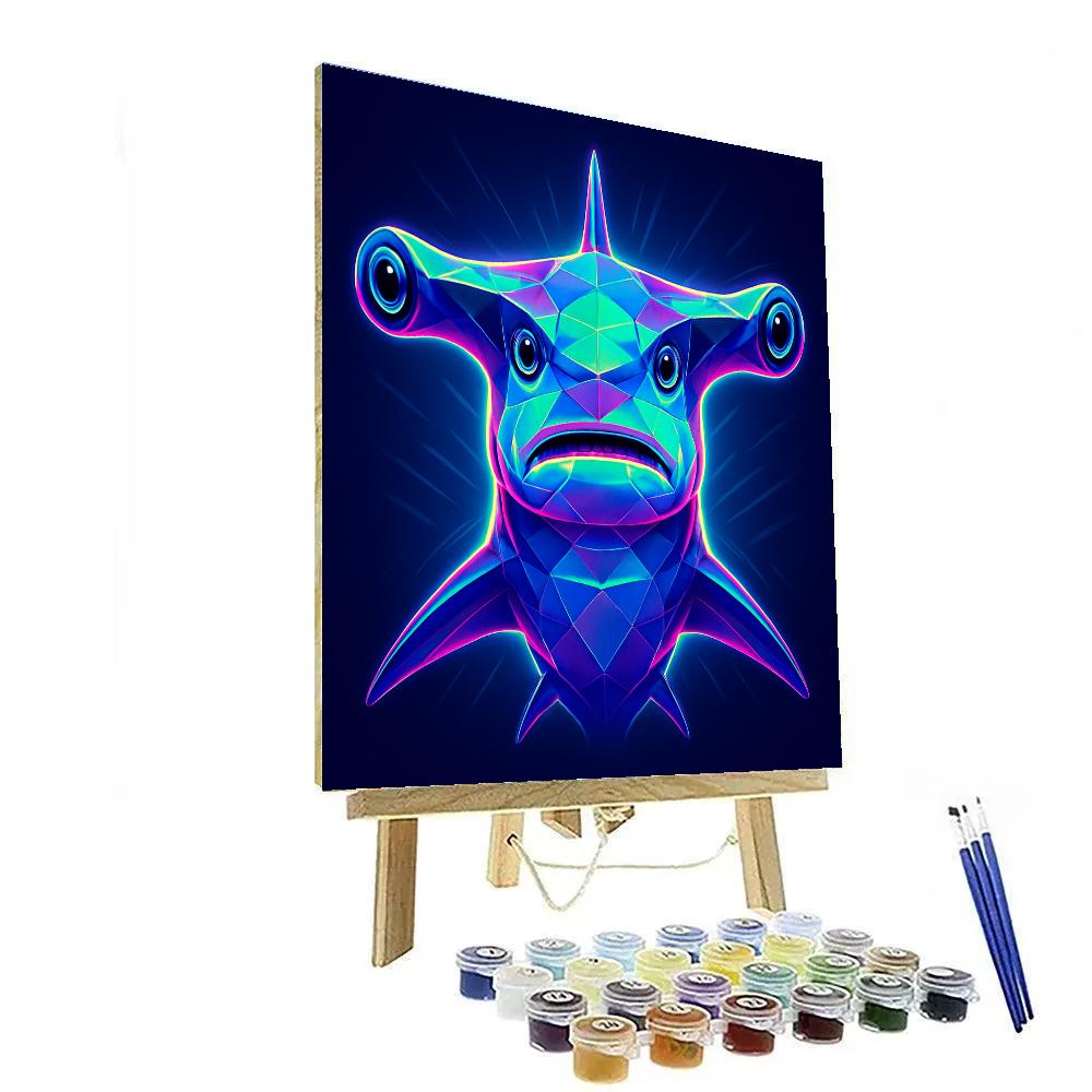 Neon Reef Hammerhead Number painting