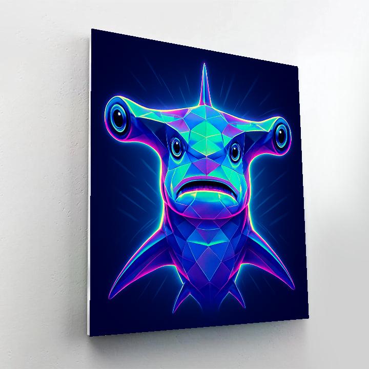Neon Reef Hammerhead Number painting