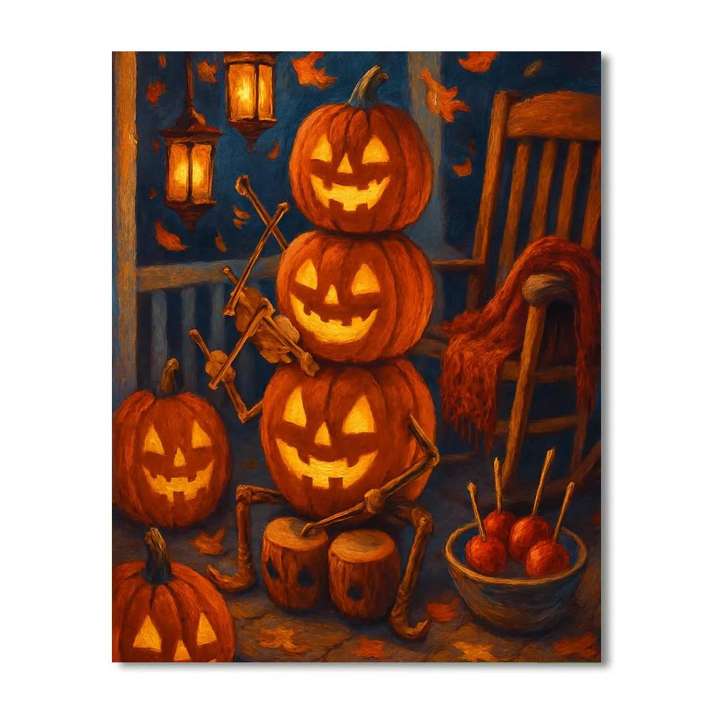 Autumn Porch Orchestra Of Jack O Lanterns Paint by numbers kits