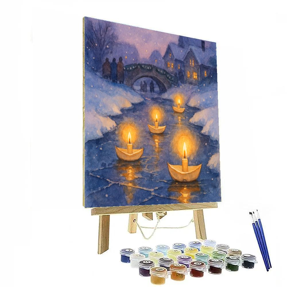 Frozen River Candleboat Parade Number painting