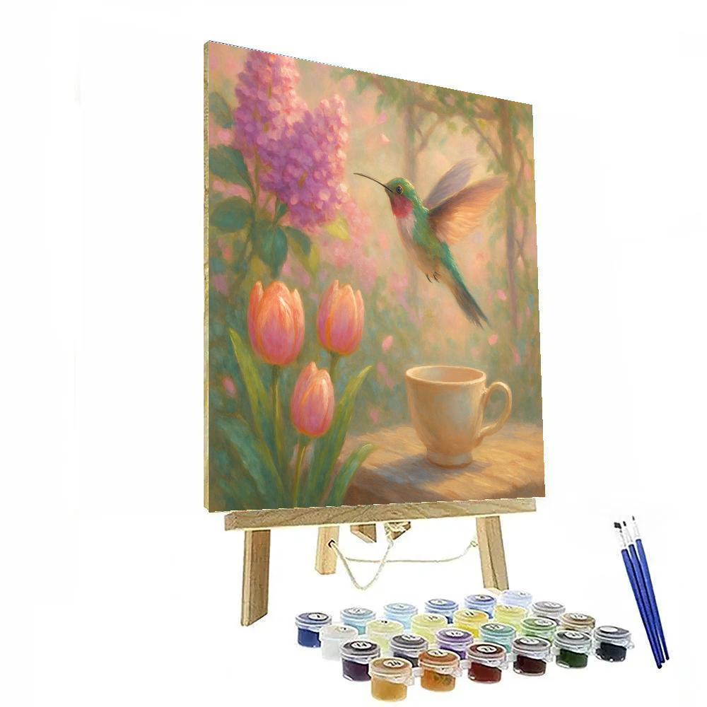 Hummingbird Tea Garden In Early Spring Painting by numbers kit