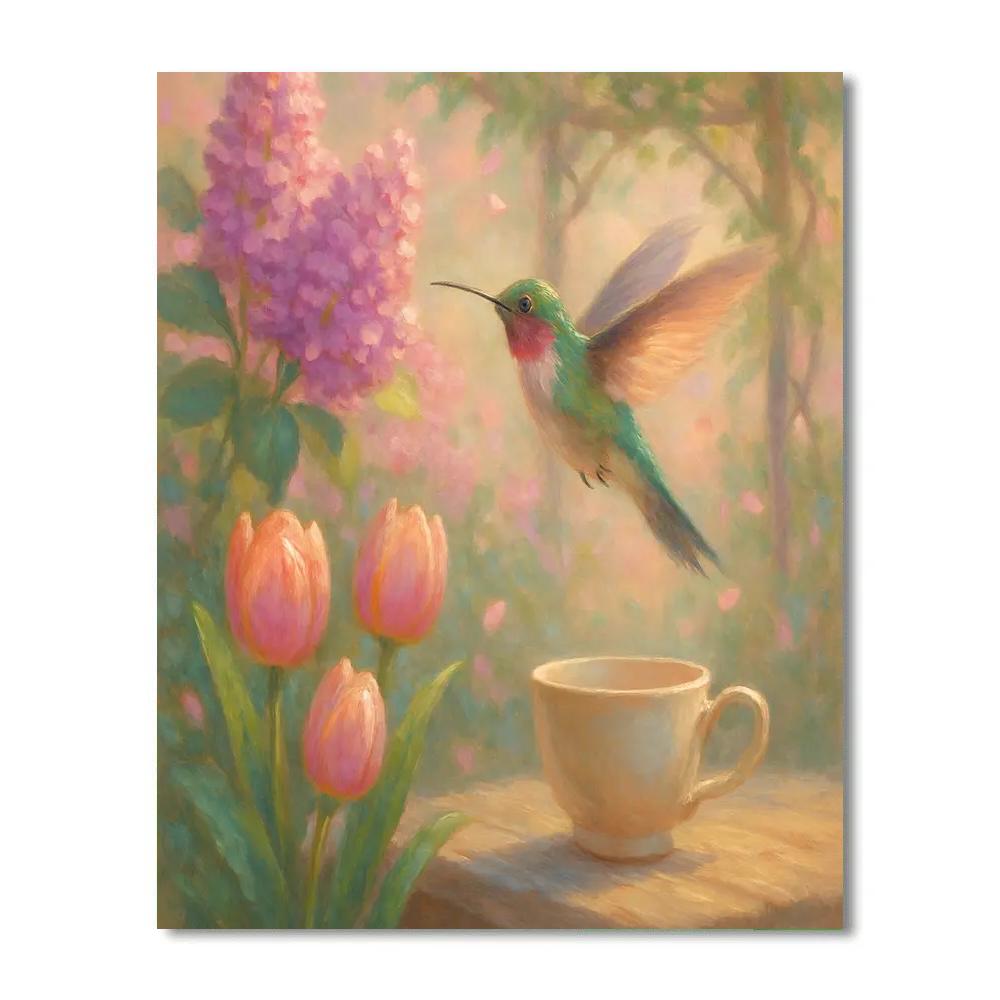 Hummingbird Tea Garden In Early Spring Painting by numbers kit
