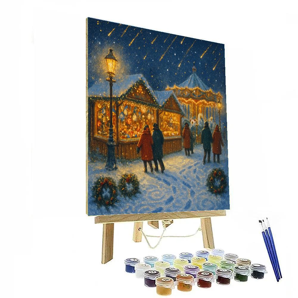 Midnight Market Under Falling Star Snow Paint by numbers kits