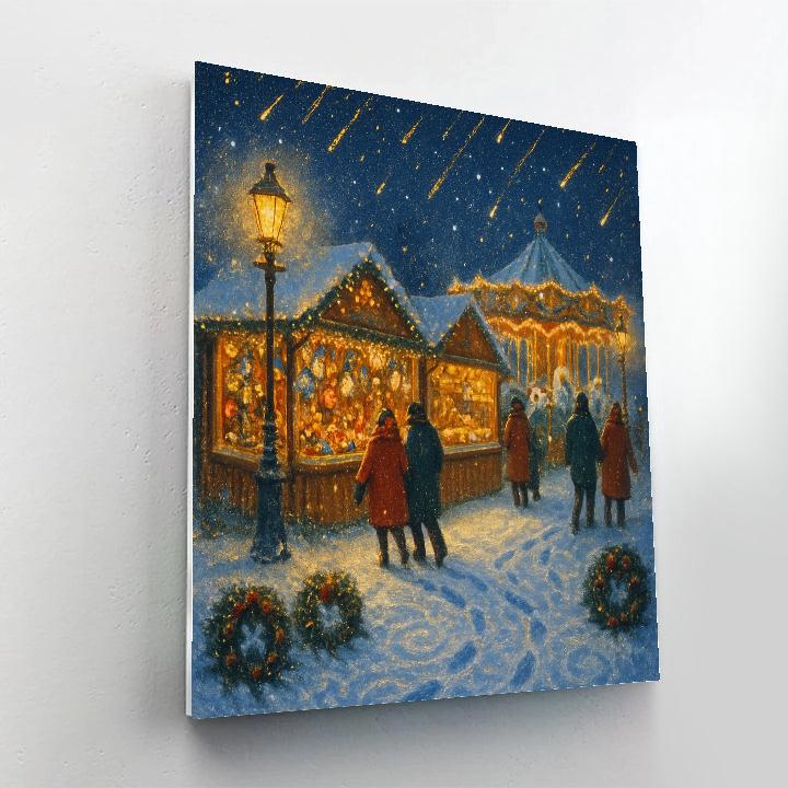 Midnight Market Under Falling Star Snow Paint by numbers kits