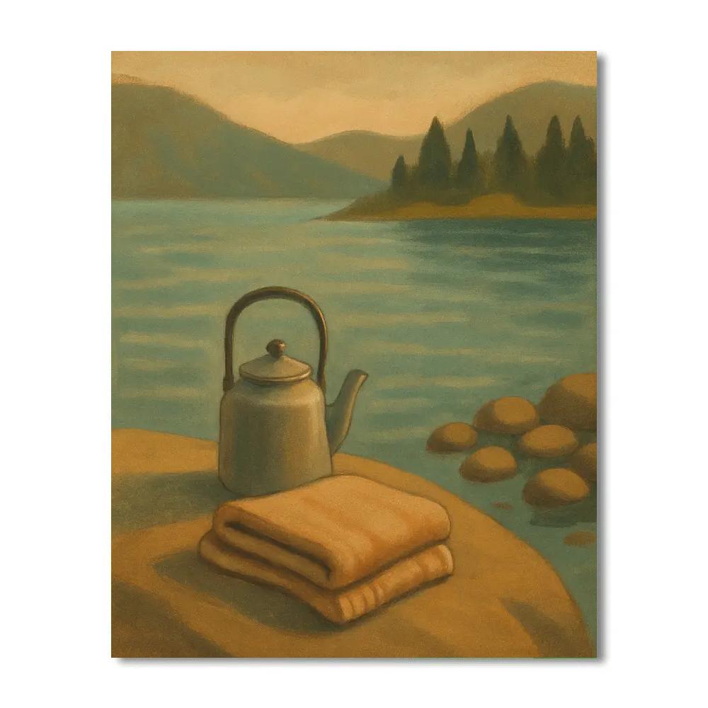 Rocky Shore Tea Kettle Calm paint by numbers
