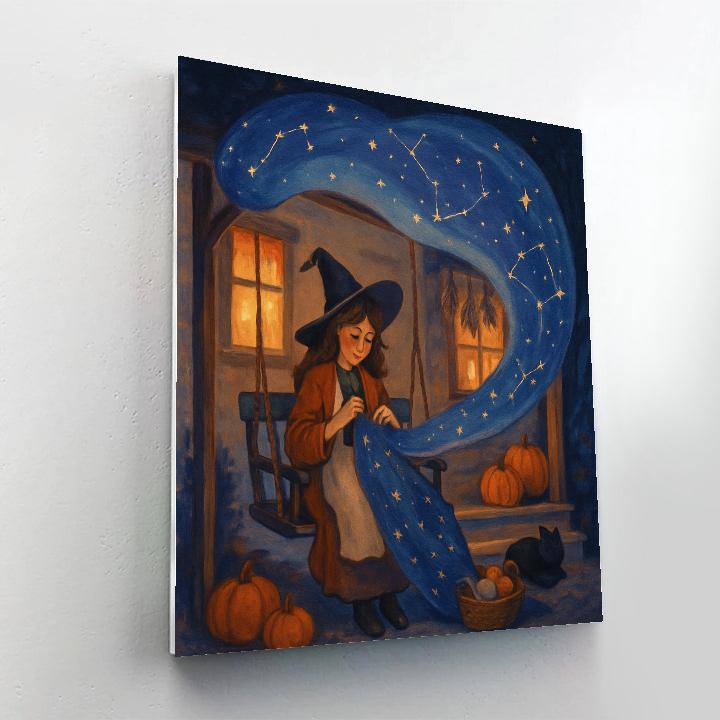 The Witch Cottage Quilt Of Night Skies paint by color