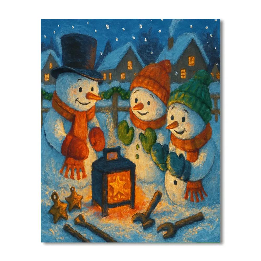 Snowman Workshop Beside A Warm Forge paint by color