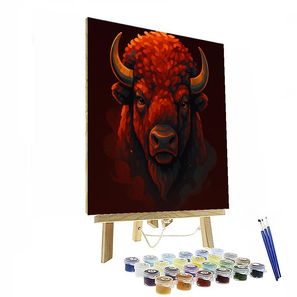 Ember Mosaic Bison Number painting