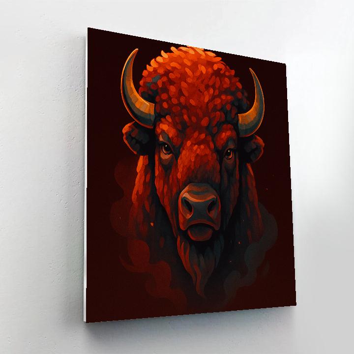 Ember Mosaic Bison Number painting