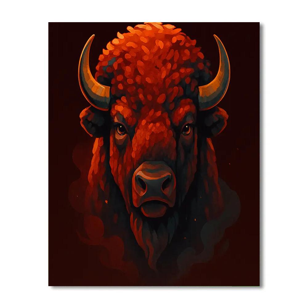 Ember Mosaic Bison Number painting