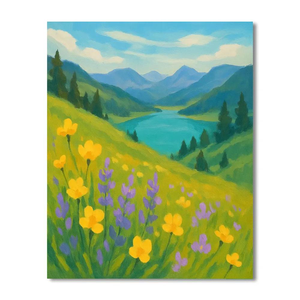 Wildflower Meadow Lake Overlook Paint by numbers kits