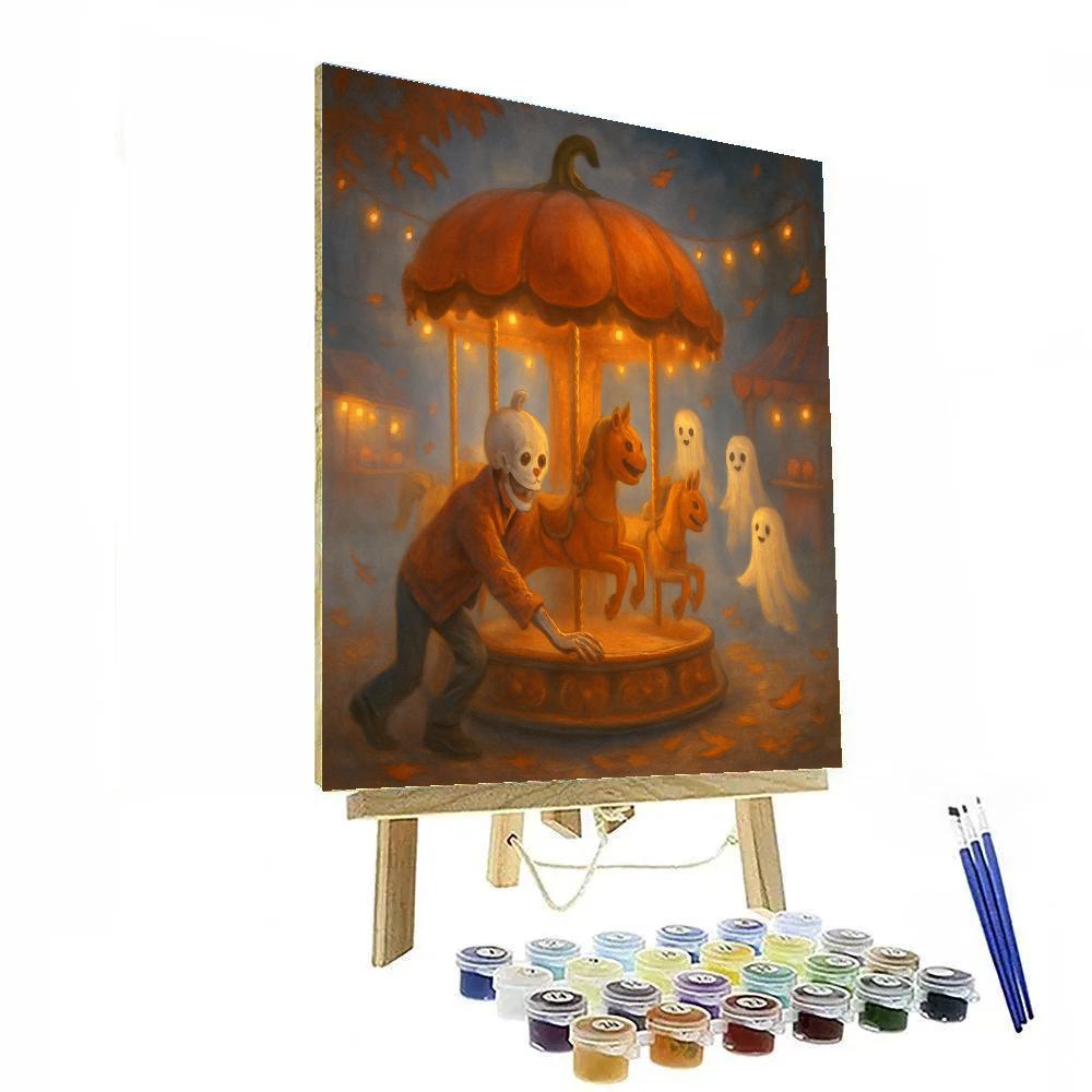Pumpkin Carousel At The Misty Fairground Numbered painting kits