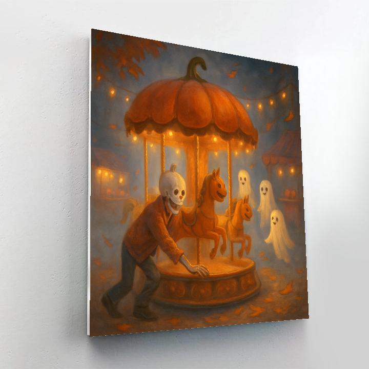 Pumpkin Carousel At The Misty Fairground Numbered painting kits