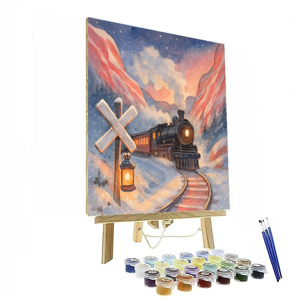 Twilight Train Through Peppermint Pass paint by number