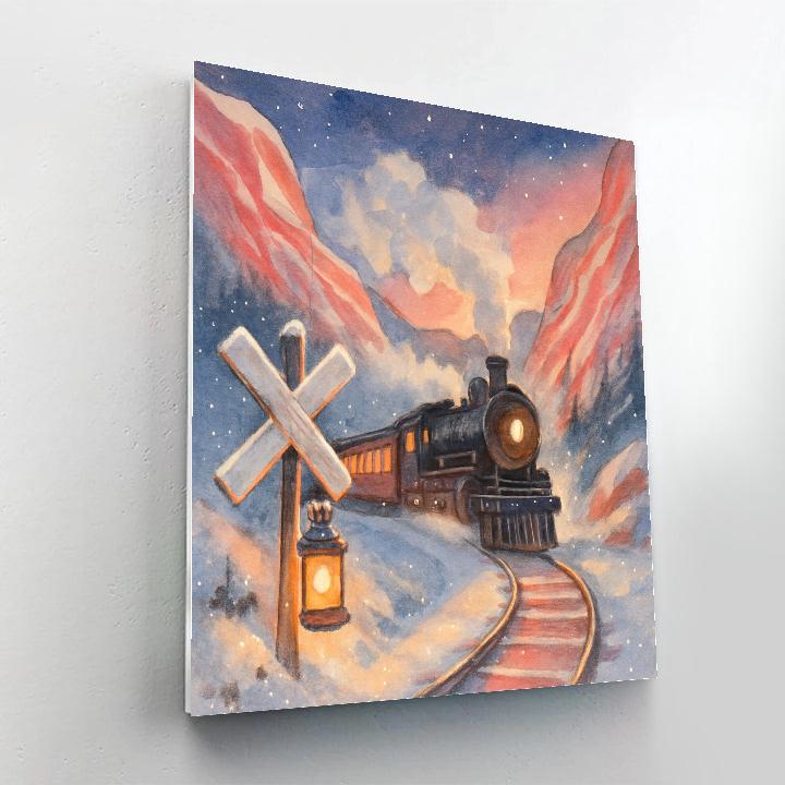 Twilight Train Through Peppermint Pass paint by number