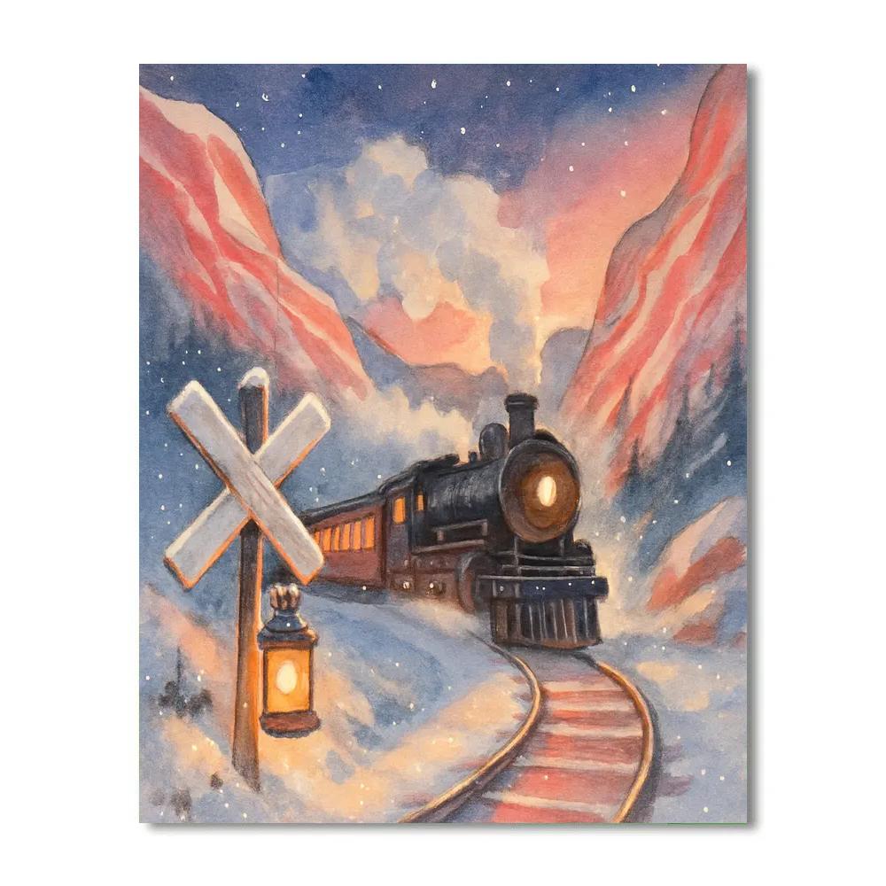 Twilight Train Through Peppermint Pass paint by number