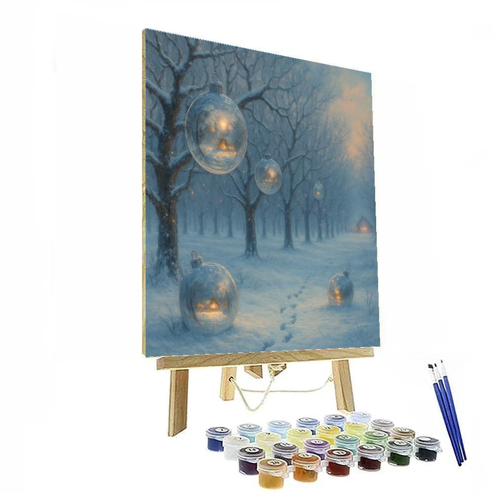 Frosted Orchard With Hanging Ornament Moons paint by color