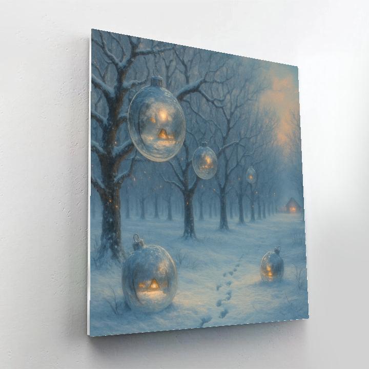 Frosted Orchard With Hanging Ornament Moons paint by color
