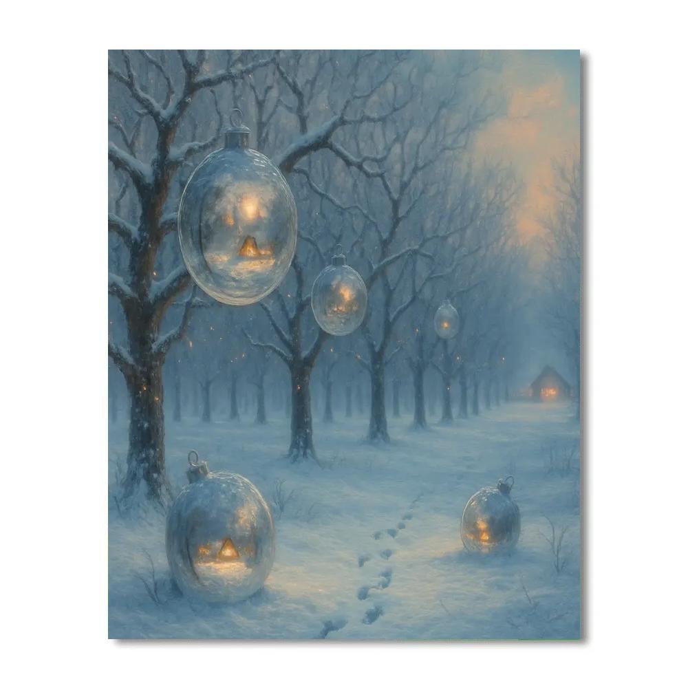 Frosted Orchard With Hanging Ornament Moons paint by color