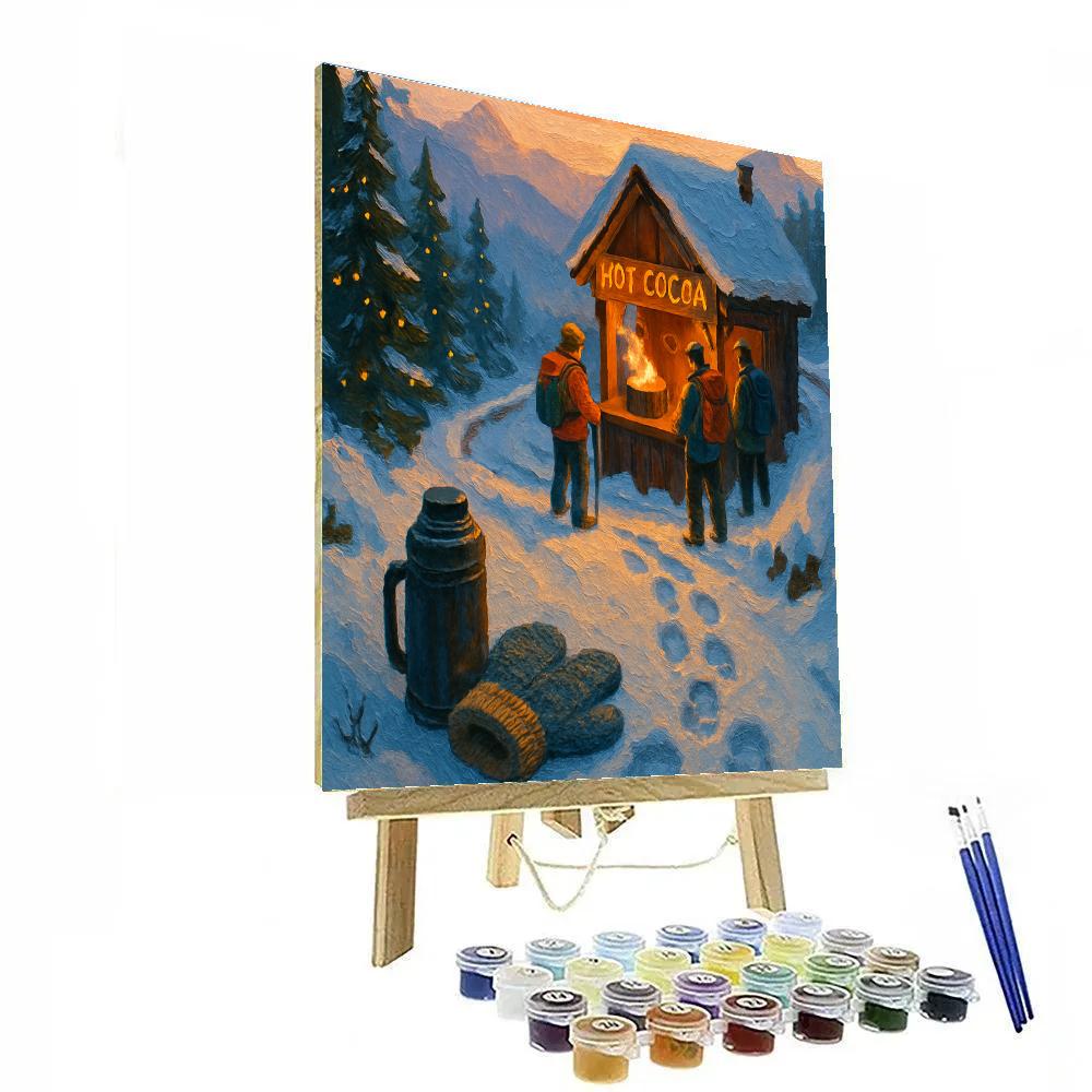 Holiday Hot Cocoa Stand In Snowy Mountain Switchback paint by number