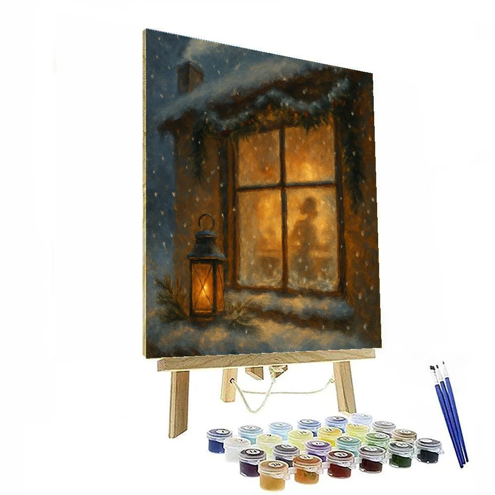 Cottage Kitchen Window With Blizzard And Warm Pie Light Number painting