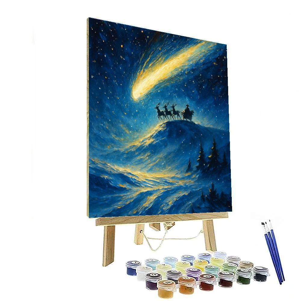Santa Silhouette Crossing A Comet Lit Ridge Paint by numbers kits