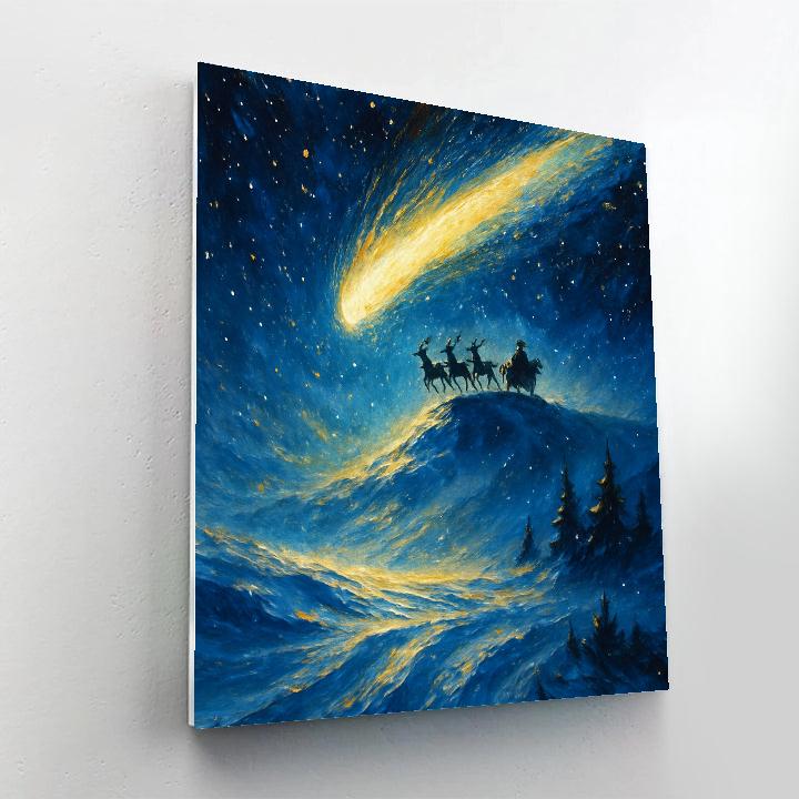 Santa Silhouette Crossing A Comet Lit Ridge Paint by numbers kits