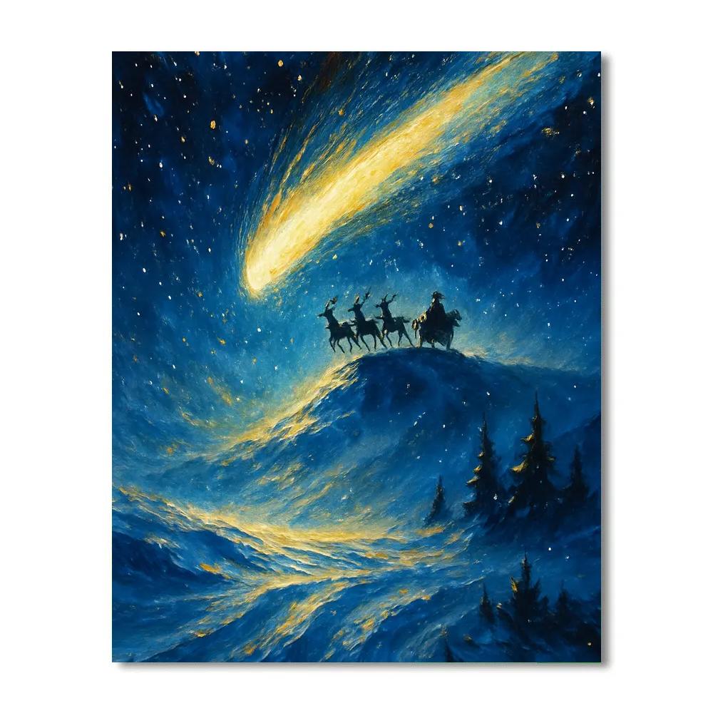 Santa Silhouette Crossing A Comet Lit Ridge Paint by numbers kits