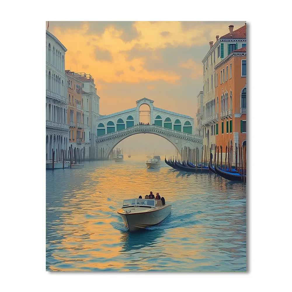 Grand Canal And Rialto View In Morning Haze Venice Italy paint by numbers