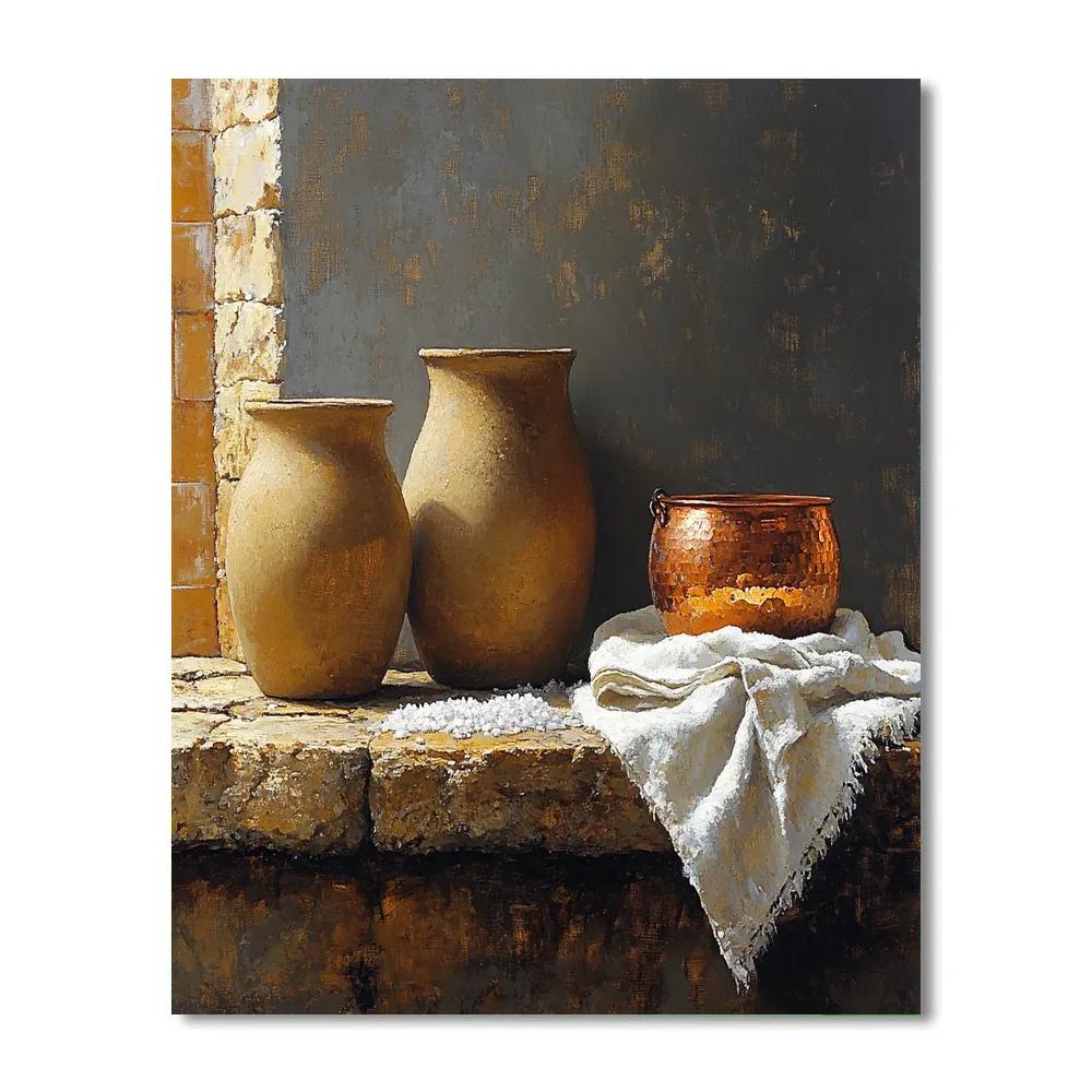 Diego Velázquez Inspired Silvery Bodegon Of Earthenware And Copper Glow Paint by numbers art