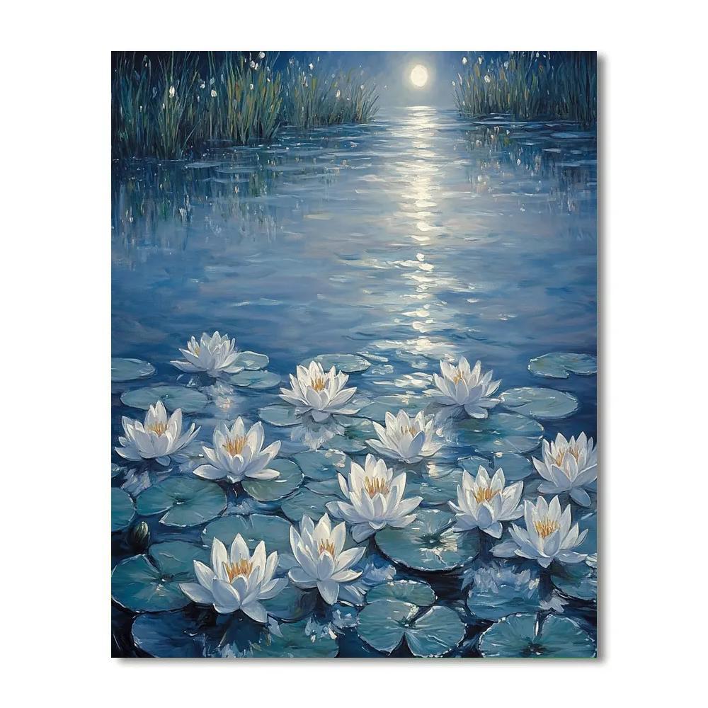 Claude Monet Inspired Water Lilies Under Moonlight Paint by numbers art