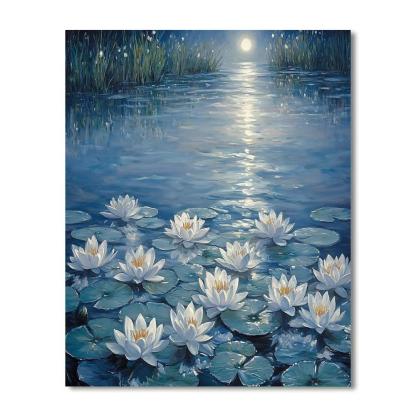 Claude Monet Inspired Water Lilies Under Moonlight Paint by numbers art