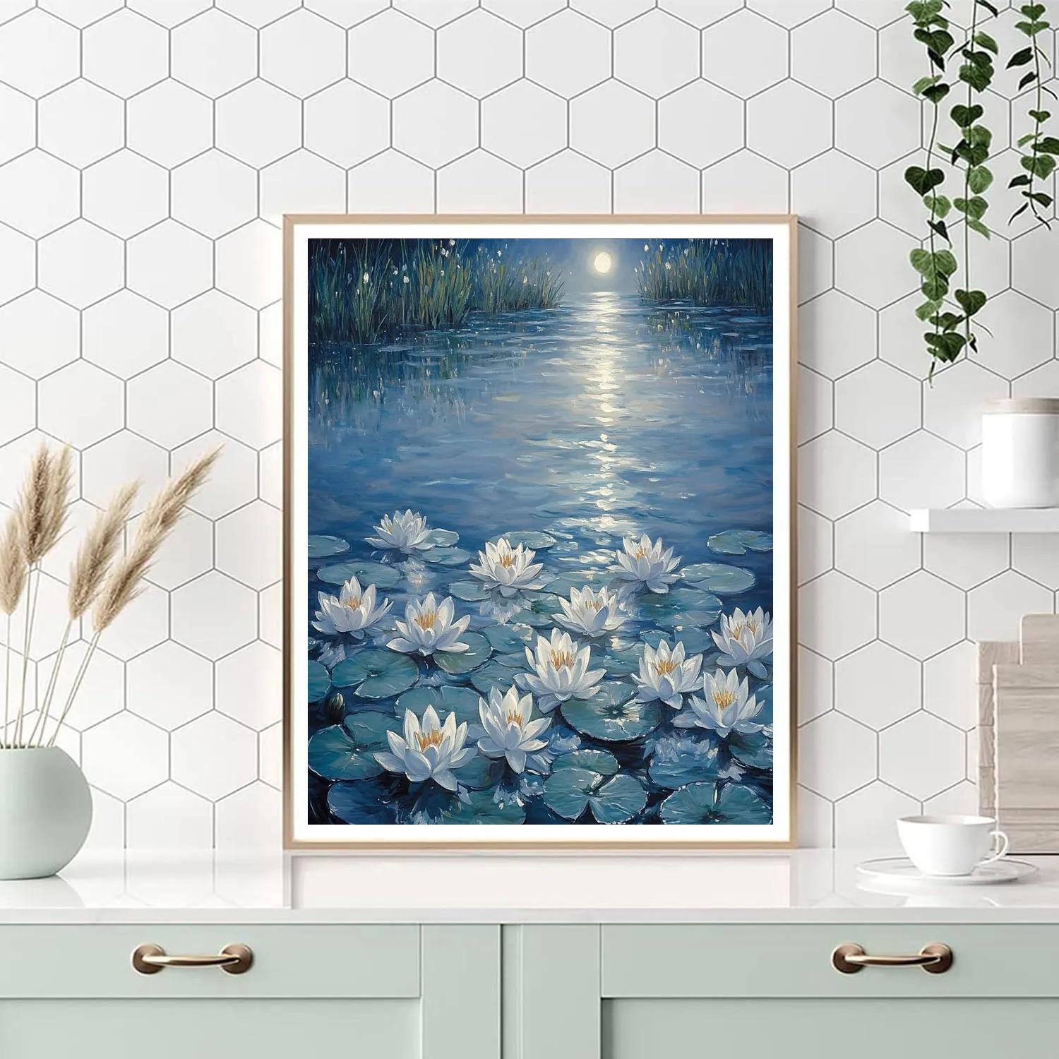 Claude Monet Inspired Water Lilies Under Moonlight Paint by numbers art