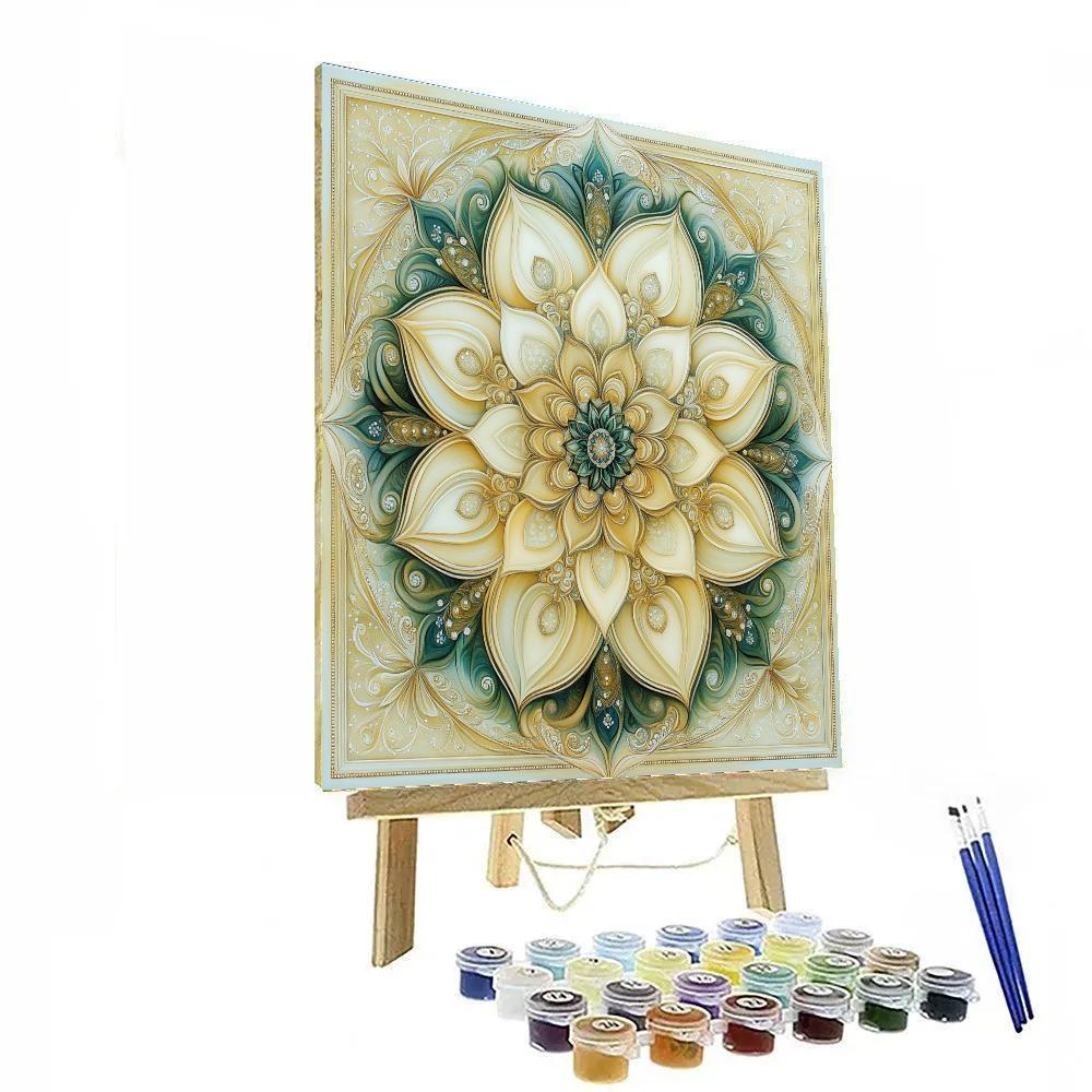 Alphonse Mucha Inspired Nebula Botanica Mandala paint by color