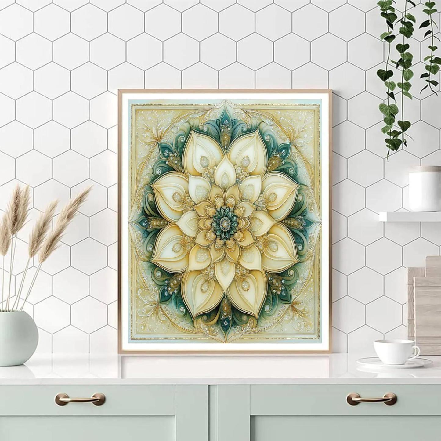 Alphonse Mucha Inspired Nebula Botanica Mandala paint by color