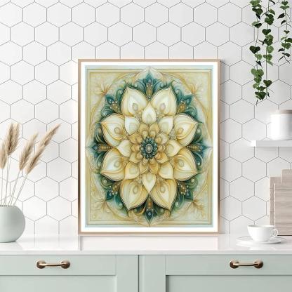 Alphonse Mucha Inspired Nebula Botanica Mandala paint by color