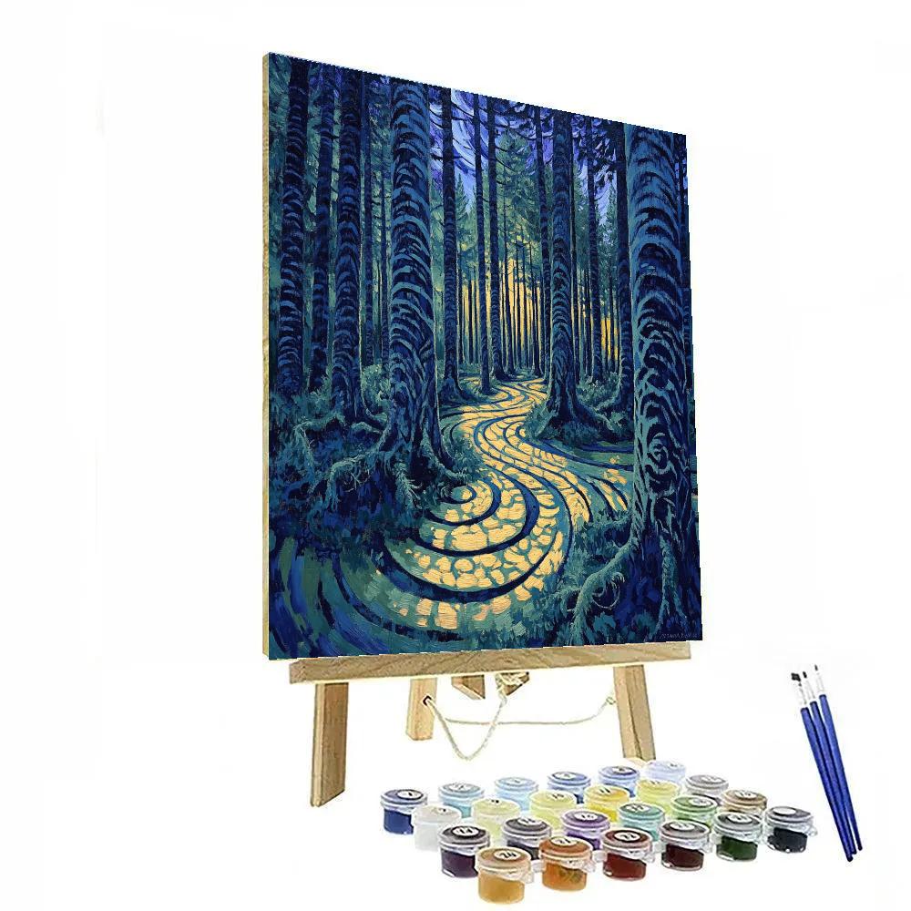 Emily Carr Inspired Cathedral Cedar Vortex paint by color