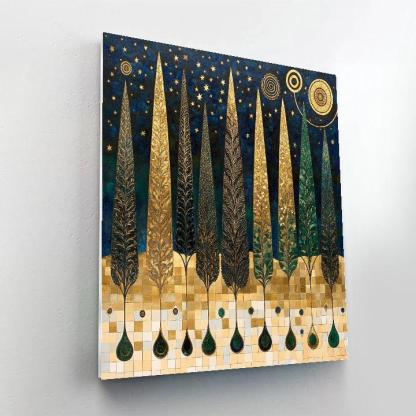 Gustav Klimt Inspired Gilded Cypress Constellation Grove painting number kit