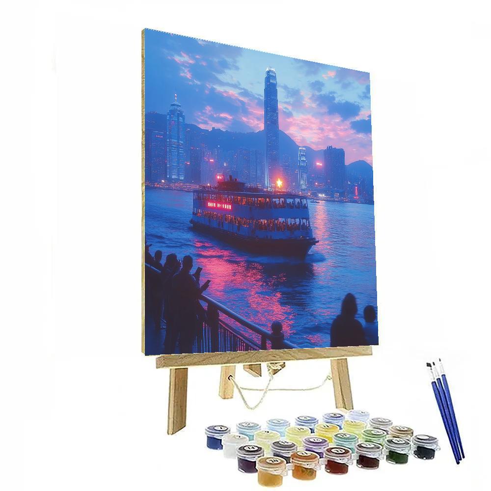 Victoria Harbour Promenade With Star Ferry Motion Blur Hong Kong China Numbered painting kits