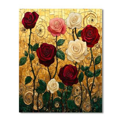Gustav Klimt Inspired Golden Garden Of Roses Number painting