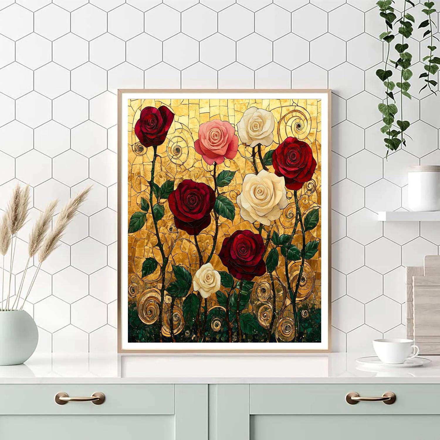Gustav Klimt Inspired Golden Garden Of Roses Number painting