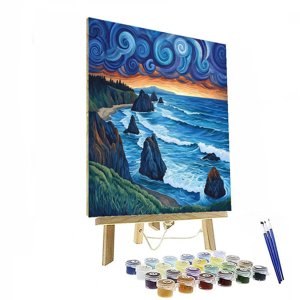 Emily Carr Inspired Tempest Over Driftwood Shore DIY paint by numbers