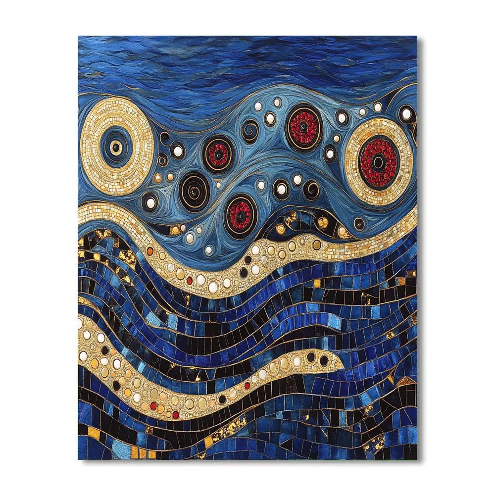 Gustav Klimt Inspired Ornamental Tidal Lapis Mosaic Number painting