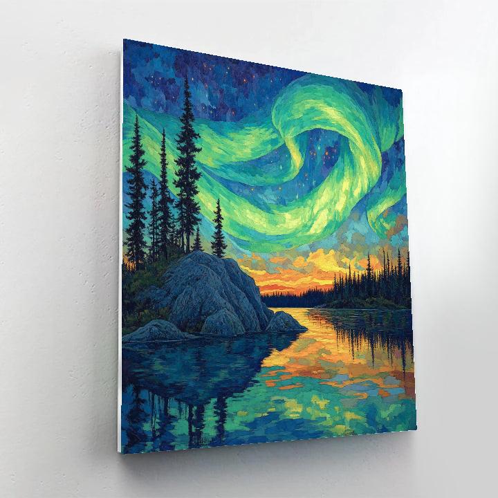 Frederick Varley Inspired Aurora Over Granite Ridge DIY paint by numbers