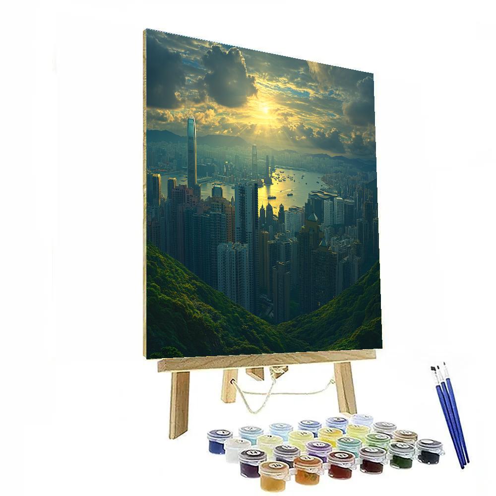 Peak Tram Viewpoint Over The Skyscrapers Hong Kong China Paint by numbers art