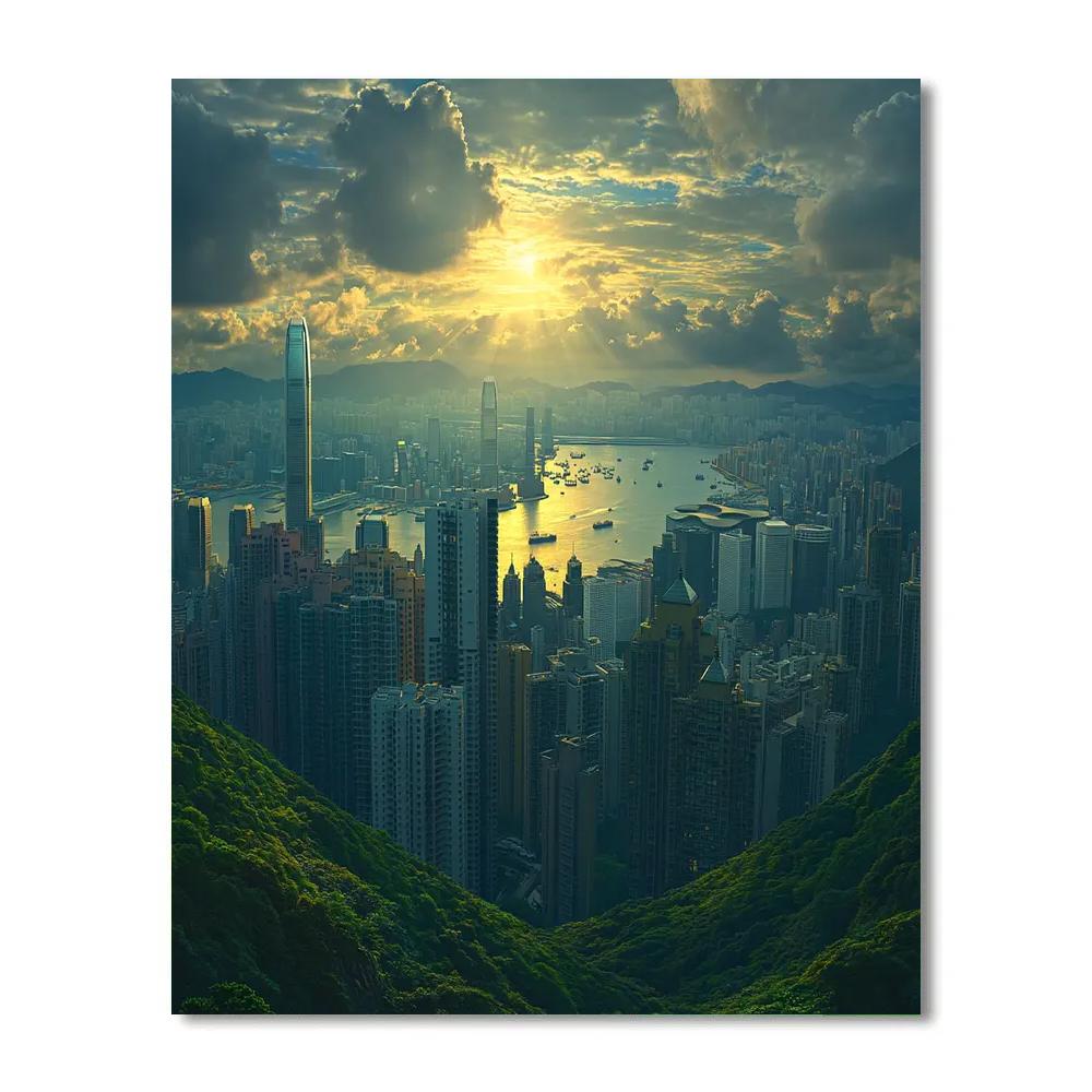 Peak Tram Viewpoint Over The Skyscrapers Hong Kong China Paint by numbers art