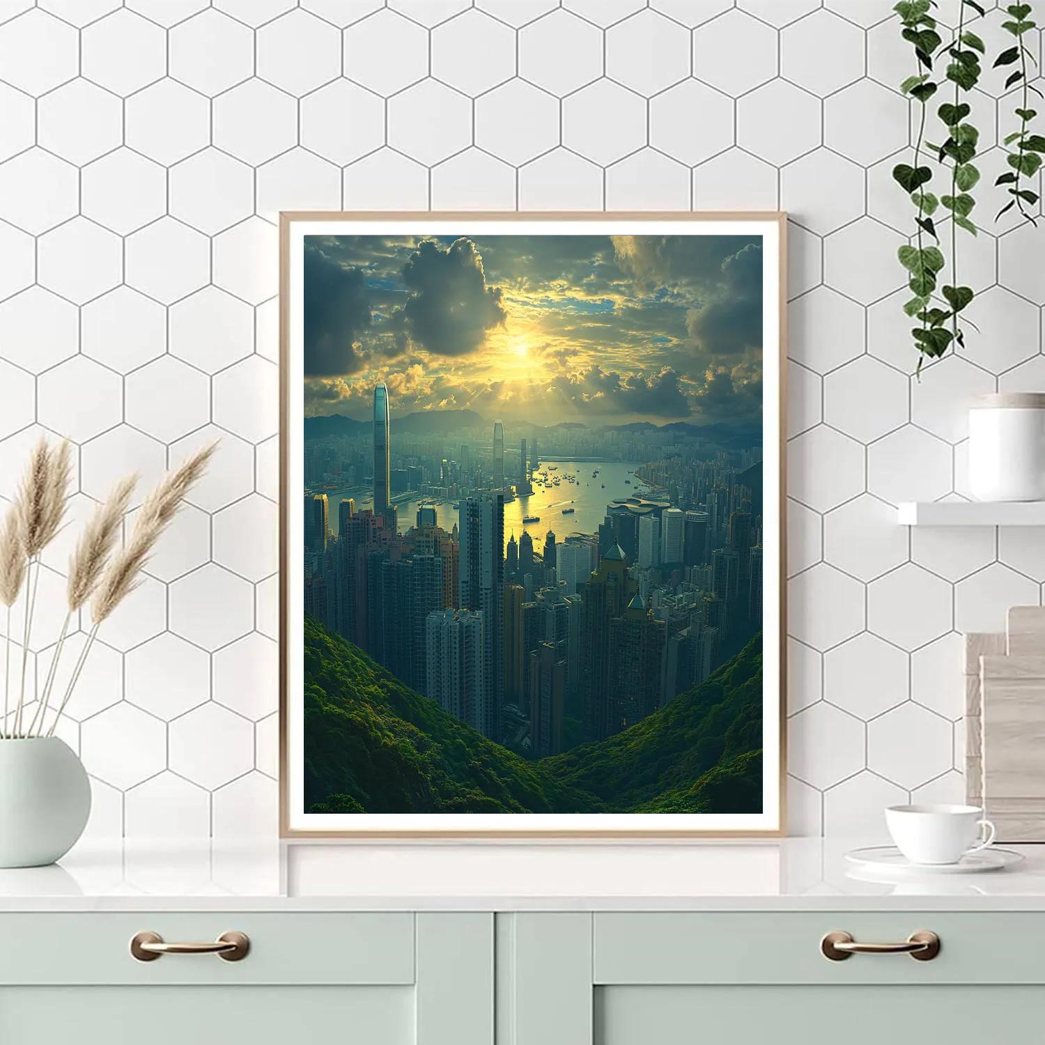 Peak Tram Viewpoint Over The Skyscrapers Hong Kong China Paint by numbers art
