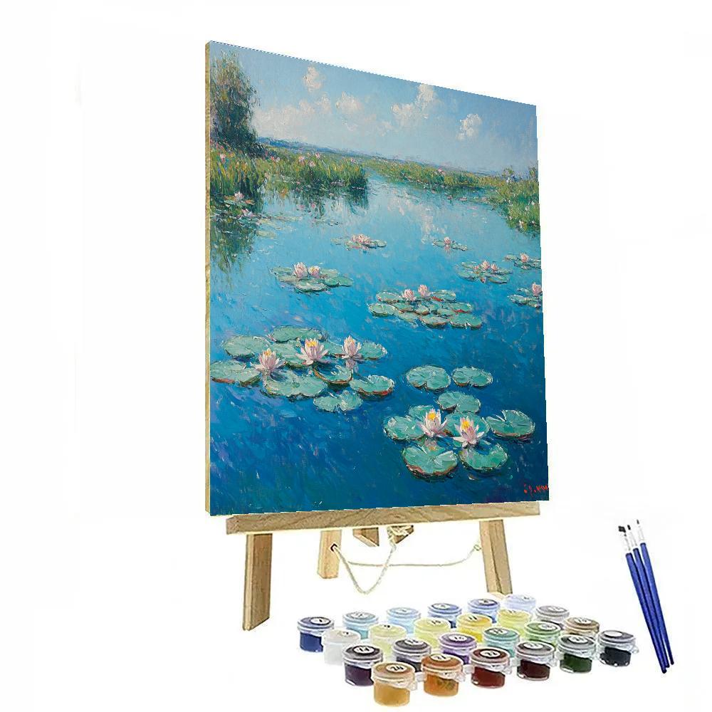 Claude Monet Inspired Waterlily Lagoon Under Opaline Overcast Numbered painting kits
