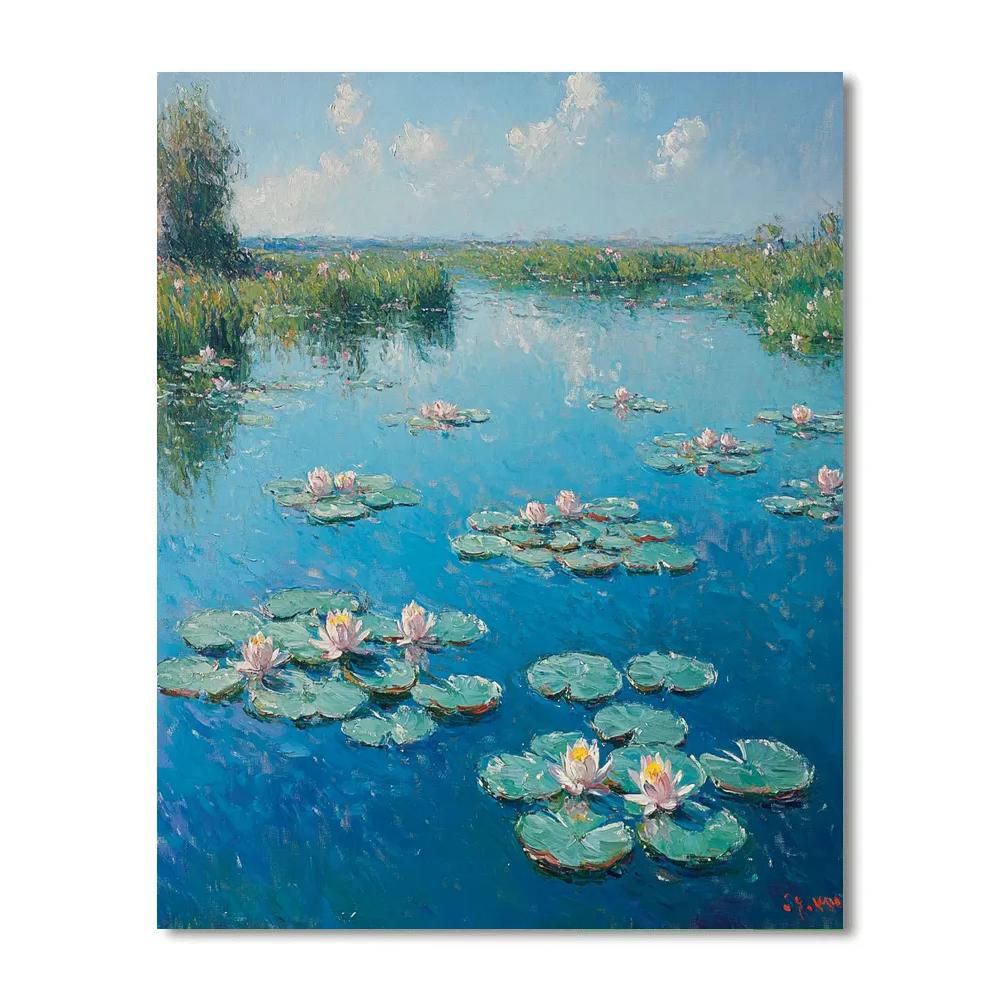 Claude Monet Inspired Waterlily Lagoon Under Opaline Overcast Numbered painting kits